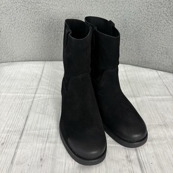 UGG Josefene Short Suede Pull-On Boots Womens size 7 Black NEW with Box - Picture 1 of 16